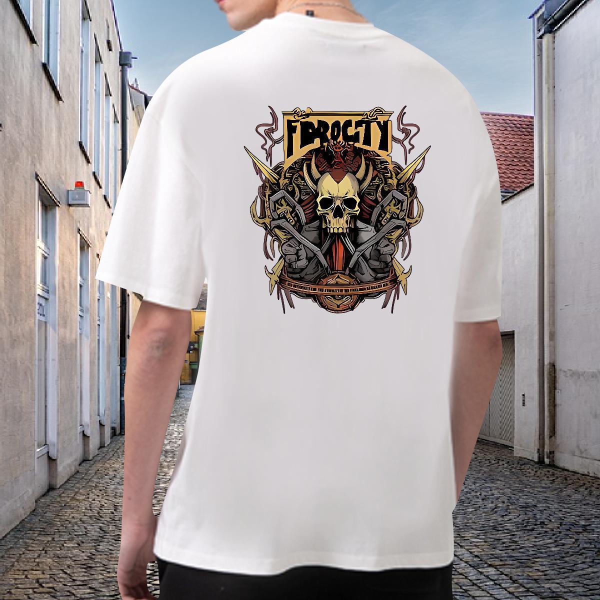 DIY Customized T-Shirts skull Tees Shirts 230g Cotton Anime Printing Street Classic Skull Breathable Short Sleeve Men Clothes T-Shirt