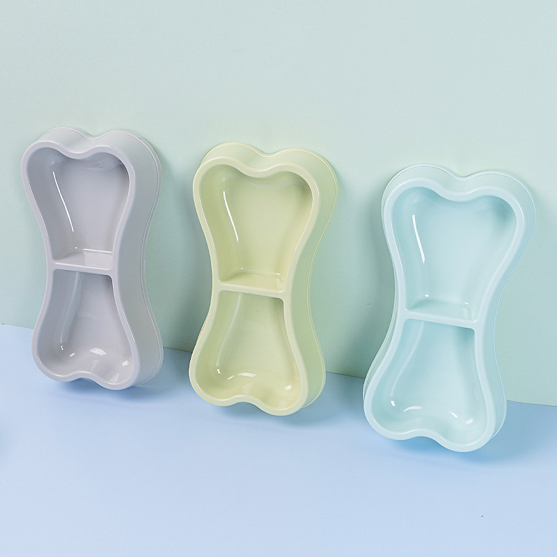 New Nordic style aron color bone shaped double Havo dog pet food utensil cat bowl