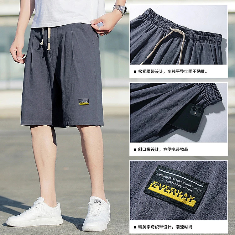 casUAl Shorts for Men Linen Pants Plus Size 8XL PantAlones cortos Hombre Big Size Beach Pants Gym Shorts 240812