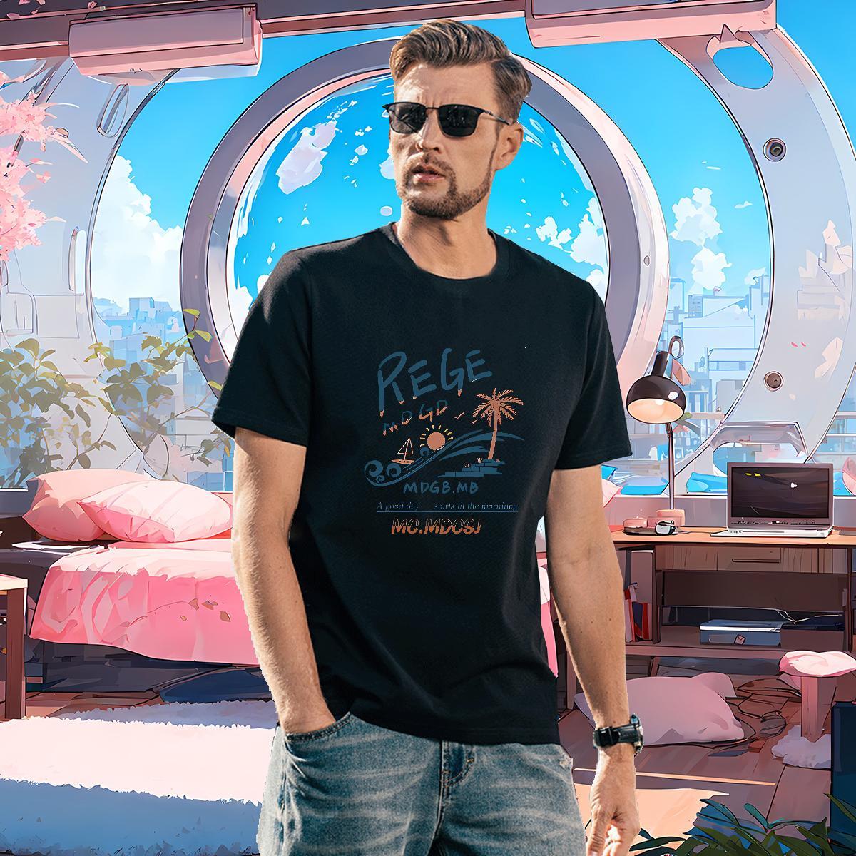 Wholesale Tshirt for Man Woman sea wave 100% Cotton 230g Daily Outfit Breathable Crew Neck T Shirts Men Custom Anime 2024 Designer Tees Shirts