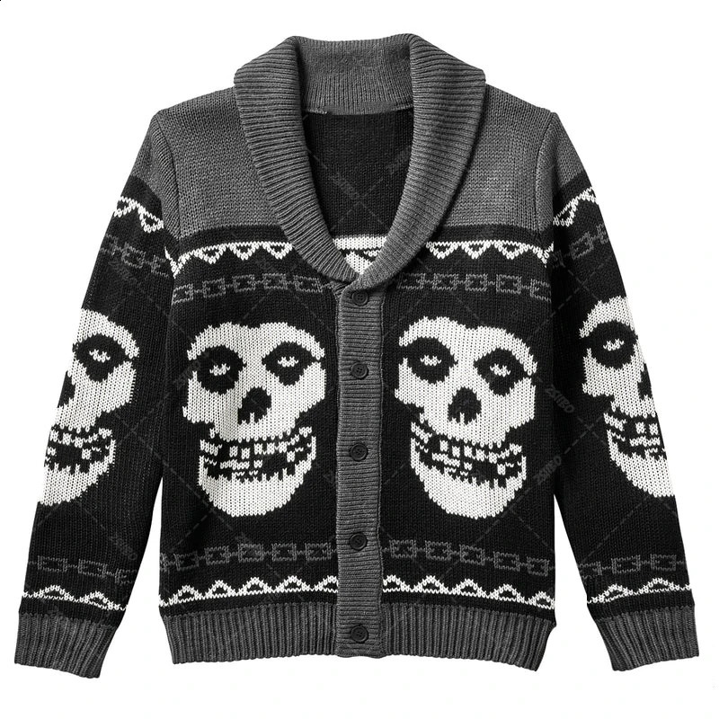 Autumn Winter Harajuku style Gothic Ghost Pattern Sweater Streetwear Fashion Women Pullove Hip-hop Street Knitted Sweater Male 240820