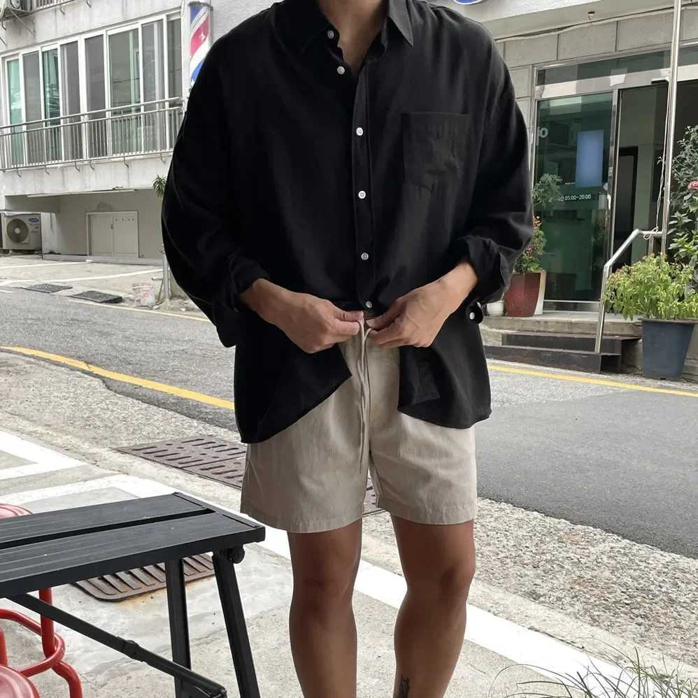 Unisex Oversized Linen Shirt Coat Mens Long Sleeve Casual Loose Fit Fashion Japanese Korean Style Sun Protection ClothingXJ240812