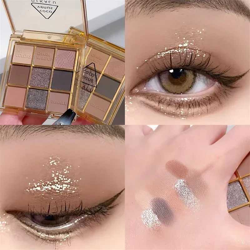 Punk Blue Eyeshadow Palette 9 Colors Matte Smoky Black Eye Shadow Shimmer Palette Glitter Nude Cosmetics lescent Eye MakeupW241212