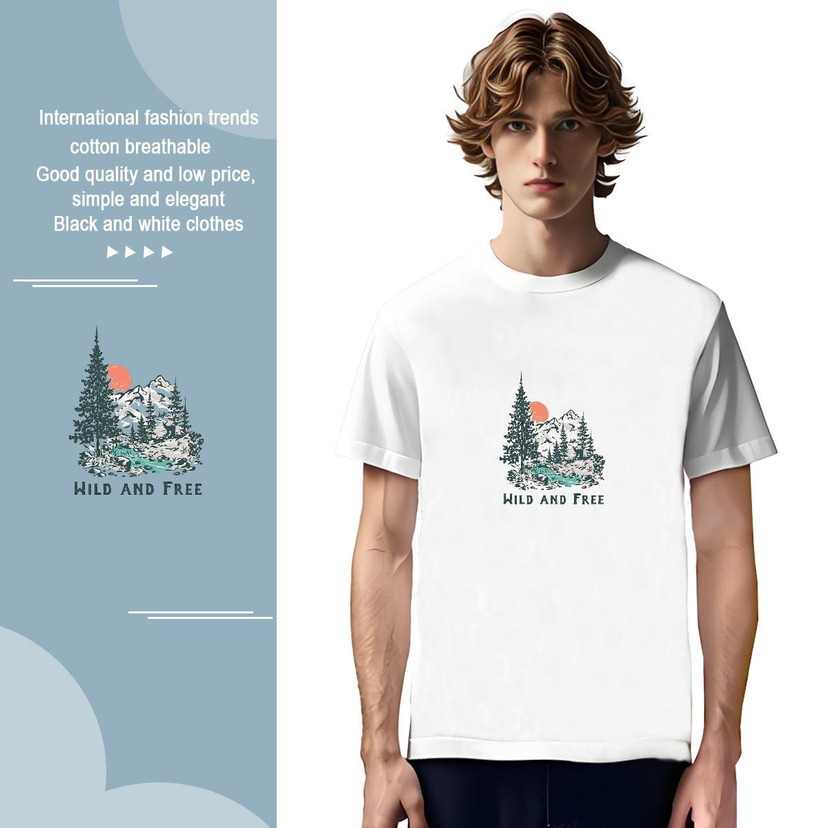 Popular Tshirt for Man Woman mountains 100% Cotton 230g Casual Daily Wear Round Neck Short Sleeve Man T Shirts DIY Logo Oversized Fashion Designer Tsh
