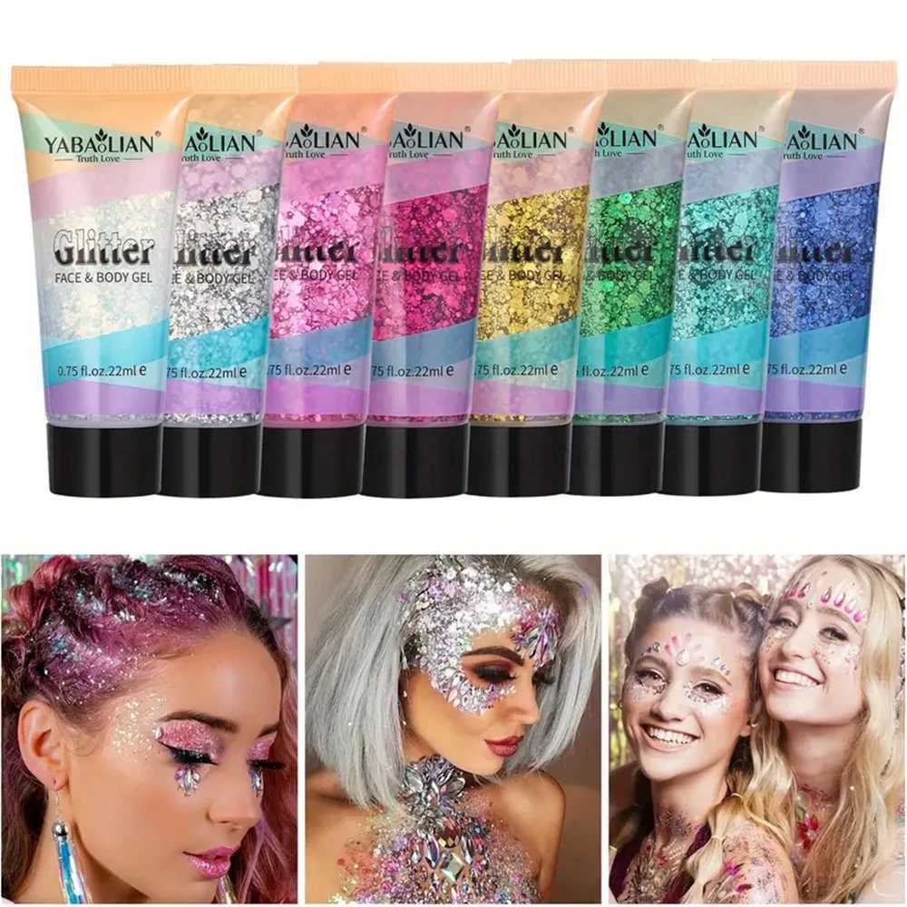 Mermaid Sequins Body Glitter gel - Lasting gloss for carnivals parties festivals and stage performances - Perfect for teenage girls W240812