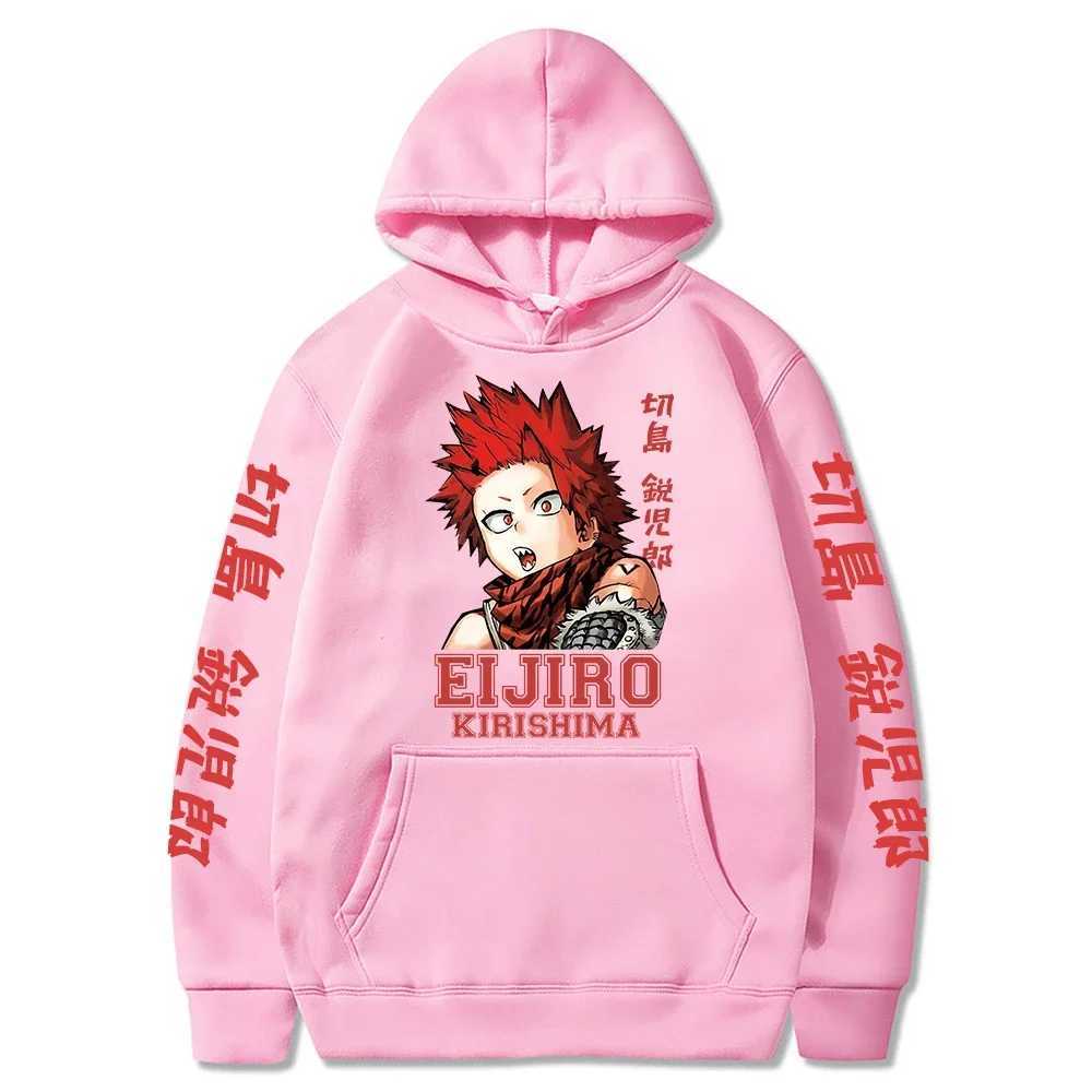 My Hero Academy Hoodie Mens Harajuku Eijiro Kirishima Hoodie Sportswear Y2K Casual Hip Hop Street Clothing Zipper Shirt TopW240724