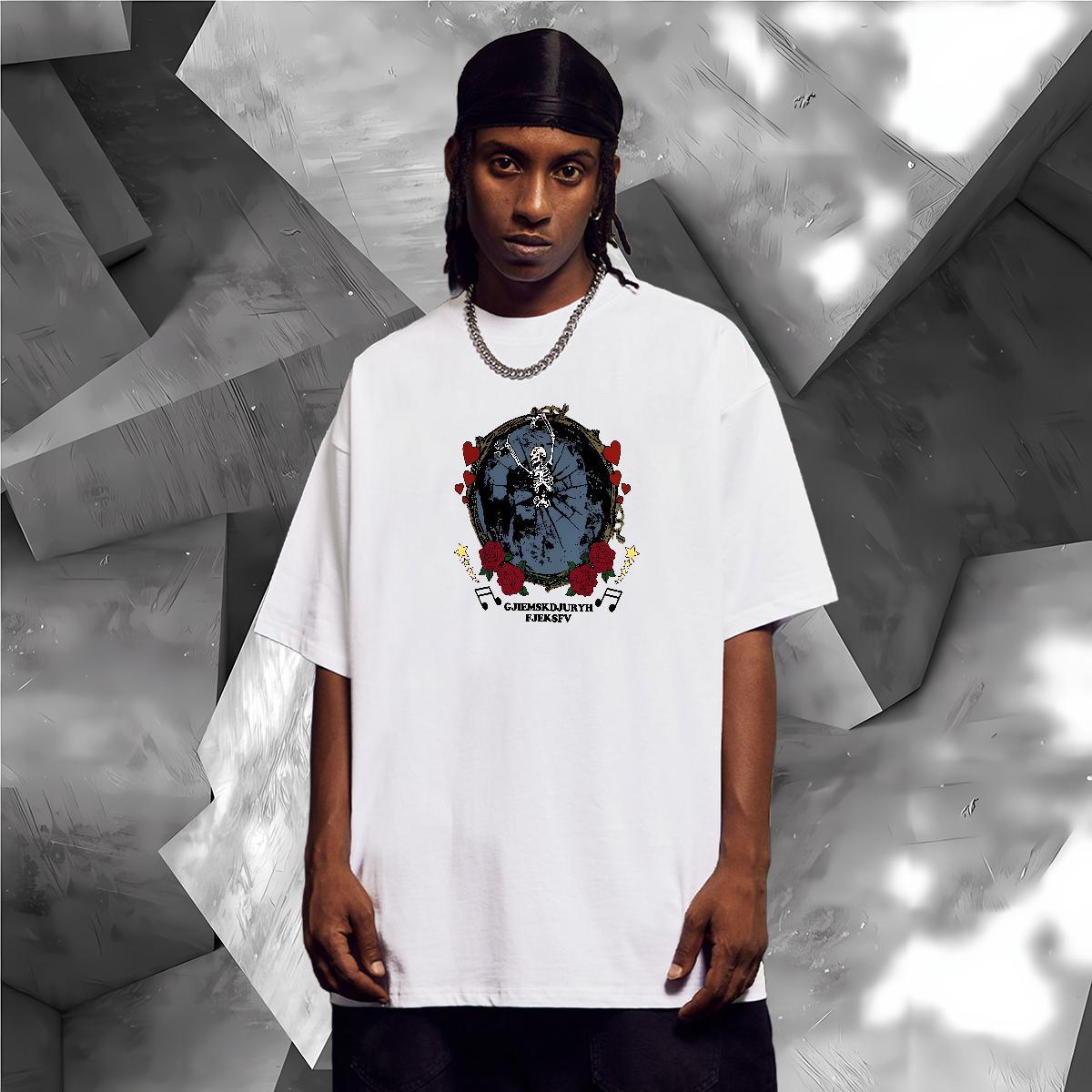 Customized T shirt skull Tees Shirts 100% Cotton 230g Anime Printing Street Wholesale Oversized 4XL O-Neck Short Sleeve Mens Tshirts