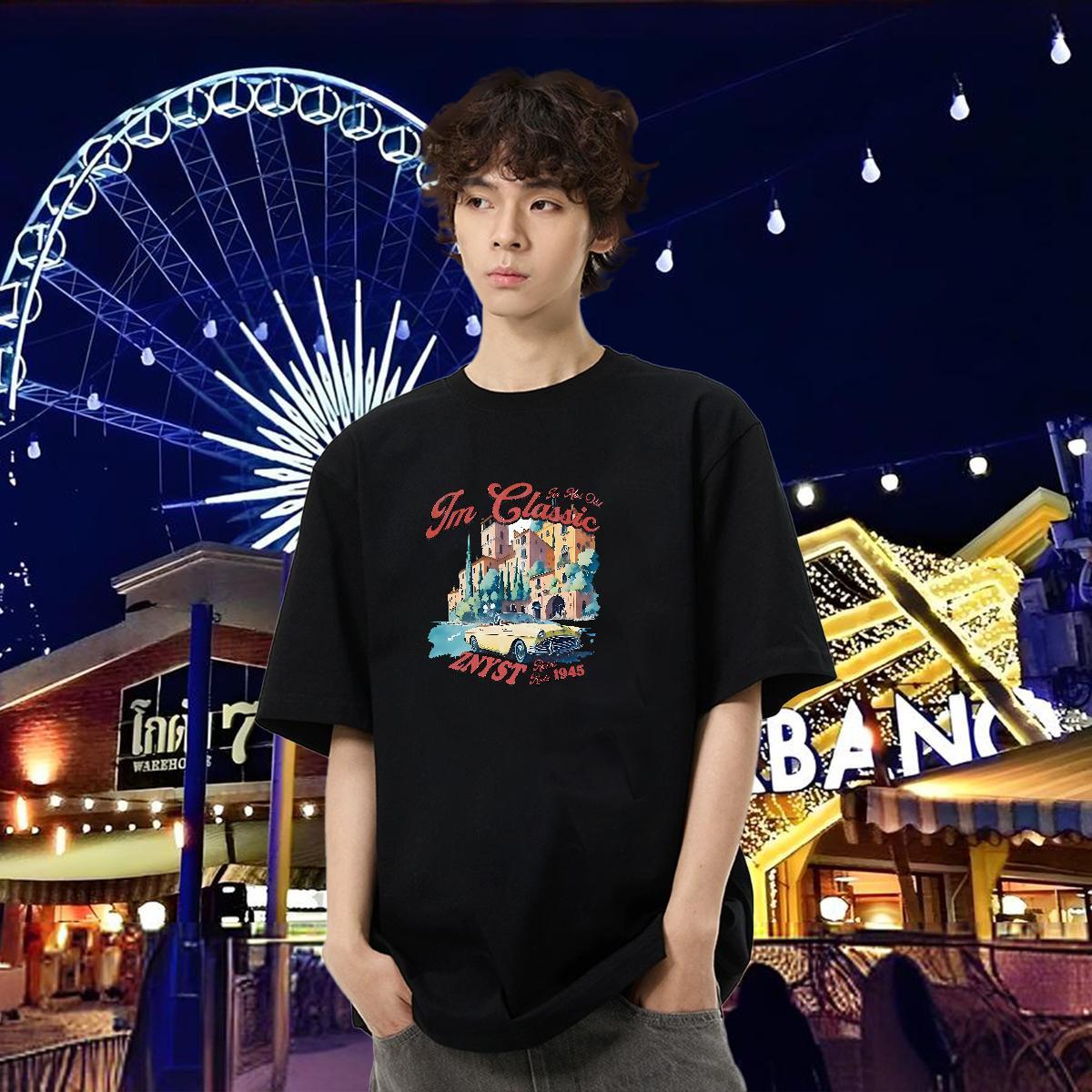 2024 DIY T-Shirts car Tops Shirt 100% Cotton 230g Spring Summer Soft Custom Print Plus Size Breathable Short Sleeve Tshirts