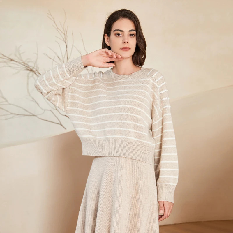 BC-200 Striped Sequined Batwing Sleeved Loose 2/26NM 7GG 100% Merino Wool Clothes Knit woolen Tops For Womens Sweaters 240812