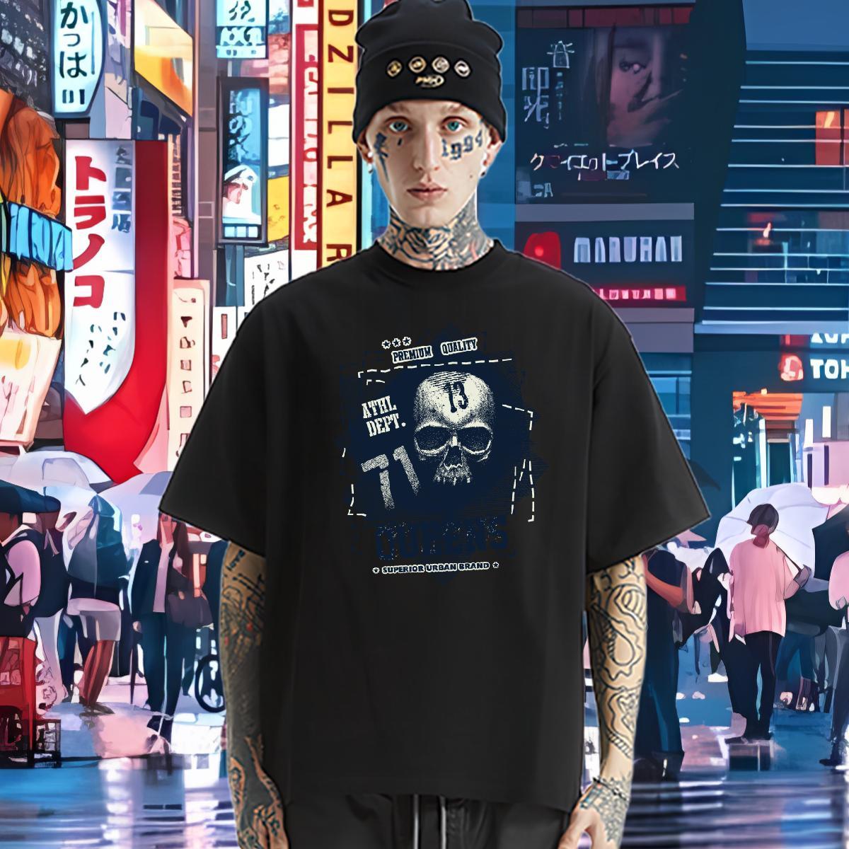Customized T-Shirts skull Tee Shirt 230g 100% Cotton Street wear Hip Hop Comfortable Custom Anime Crew Neck Mens Tshirts