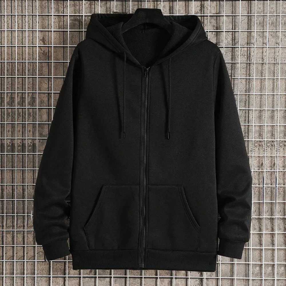 Mens Fleece Zip Up Hoodies Running Sports Sweatshirts Fashion Women Classic Casual Zipper Jackets Y2k Coats Hip Hop StreetwearXJ240812