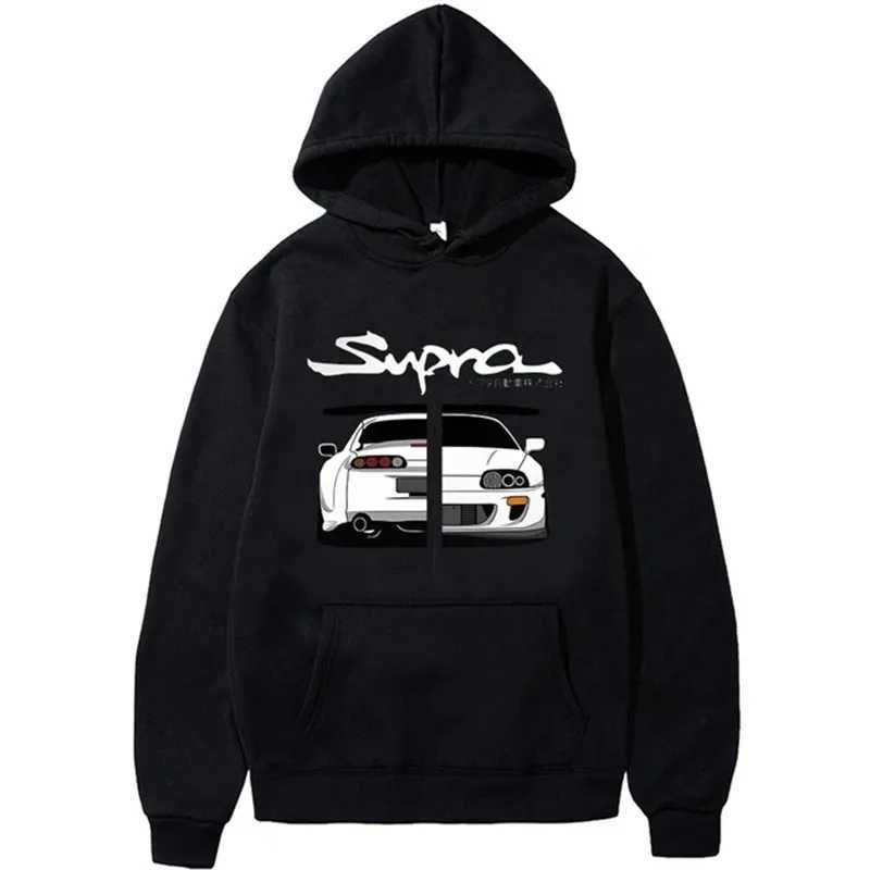The first D Supra mens and womens hoodies of 2024 JDM manga printed loose casual top Japanese casual sportswearW240724