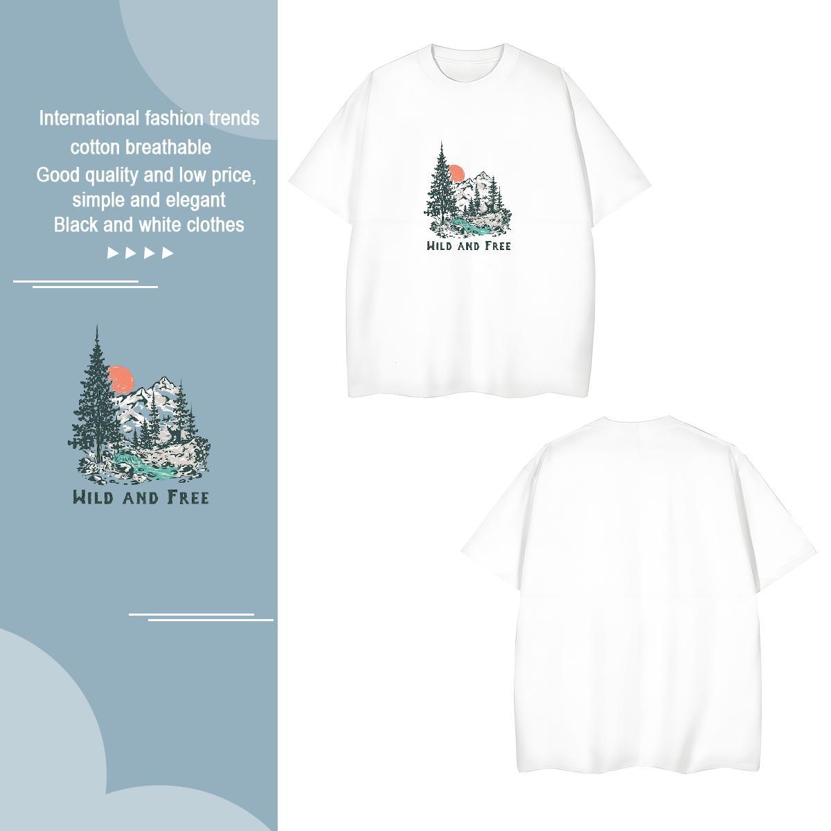 Popular Tshirt for Man Woman mountains 100% Cotton 230g Casual Daily Wear Round Neck Short Sleeve Man T Shirts DIY Logo Oversized Fashion Designer Tsh