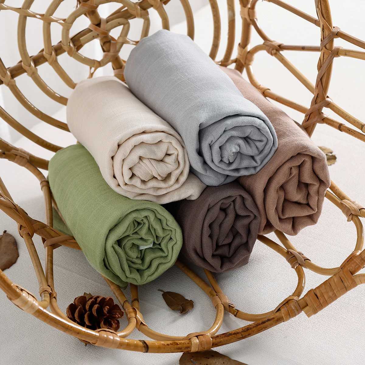Elinfant solid color bamboo cotton plain swadi blanket summer baby bath towel newborn swadi packaging receiving blanketW240810
