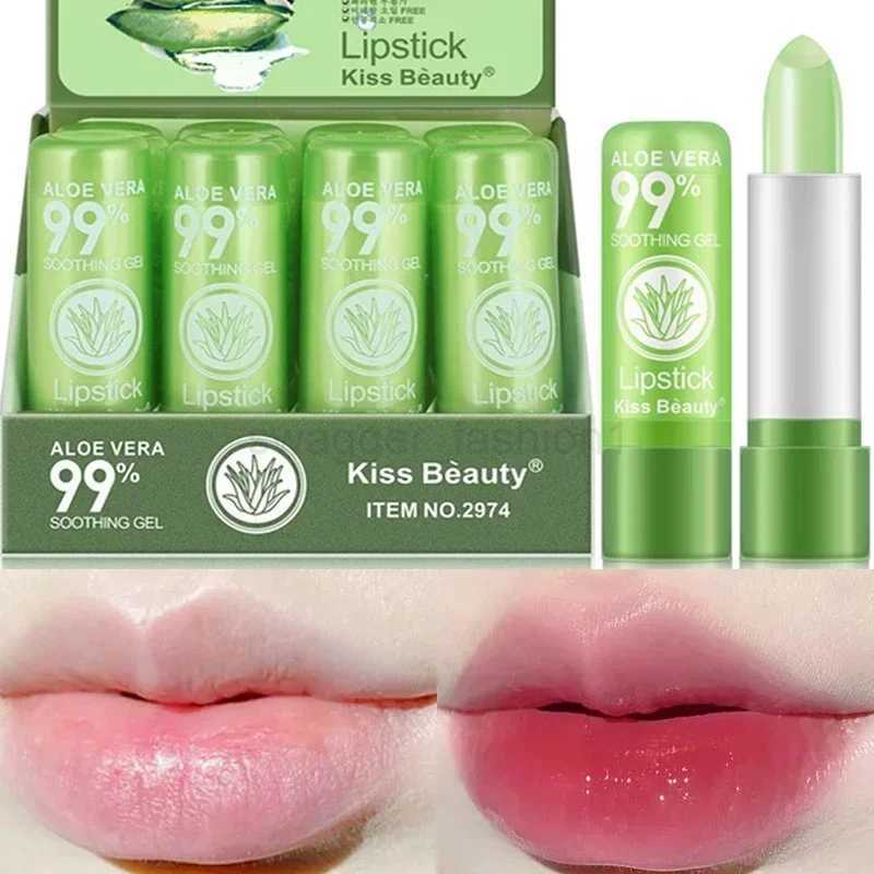 Natural Aloe Vera Moisturizing Lip Balm Color Changing Lipstick Lasting Nourishing Lipsticks Lips Care Korean Makeup CosmeticsXJ240812