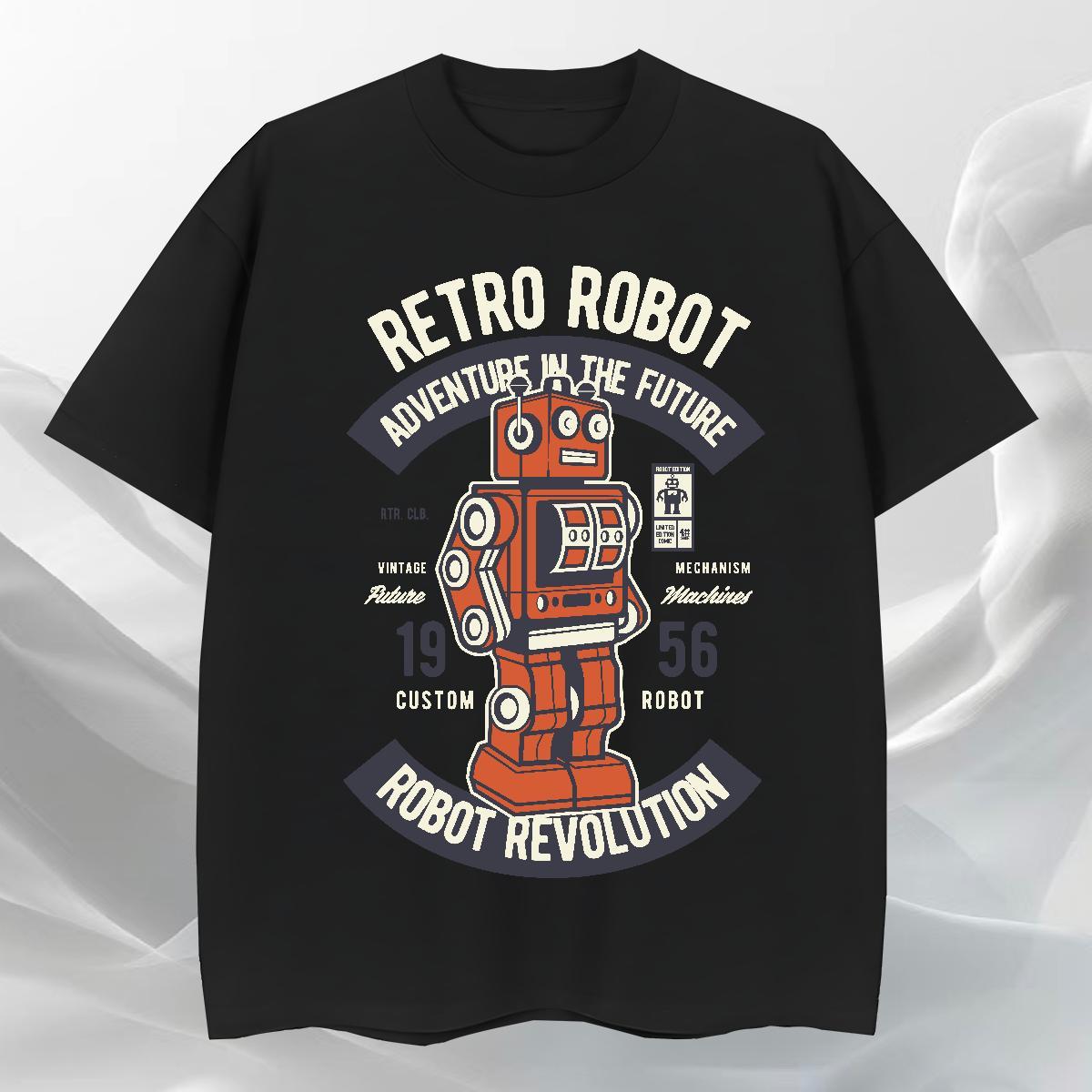 Brand Men Tees Casual Daily Wear 230g Pure Cotton Asian Size Crew Neck robot T shirt Wholesale Tshirts