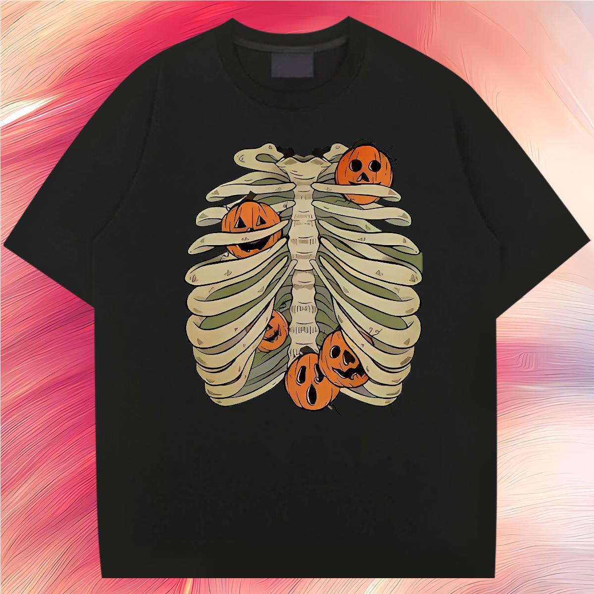 Customized Men T Shirts pumpkin Tees Shirts 230g Cotton Beach Loose Fit Custom Printed Pure Cotton Men Clothes T-Shirt
