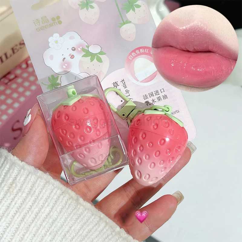 Strawberry Lip Balm Moisturizing Fruity Sweet Cute Lipstick Key Chain Gift Fade Lip Lines Hydrating Nourishing Lip Beauty MakeupXJ240812