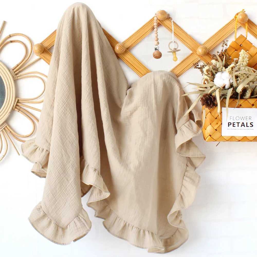 Plain Swadle Curled Cotton Gauze Ruffle Baby Uncle Clothing Baby Blanket Baby Blanket Baby Diaper Baby Napper Baby Bath TowelW240810
