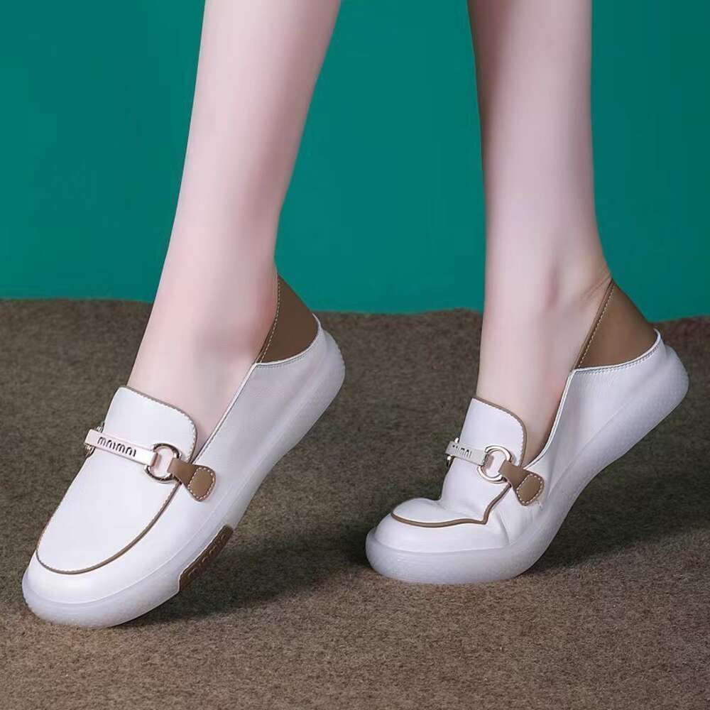 Ddmysports New One Step Mom Spring And Summer White Casual Women S Lightweight Soft Soled Shallow Mouth Le Fu Shoes Outdoor