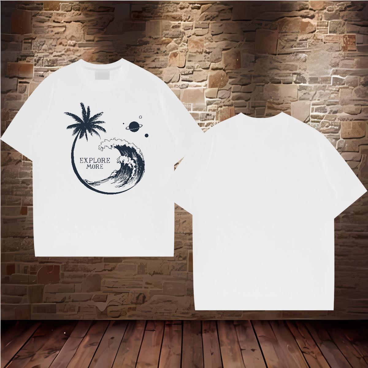 Designer Men Clothes T-Shirt sea wave 230g 100% Cotton Street Crew Neck Men T Shirts Oversized 4XL Fashion Designer Clothings