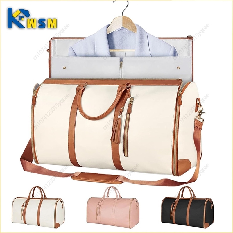 Lucy travel bag PU leather travel clothing bag large capacity foldable storage bag fashionable outdoor sports waterproof handbag 240812