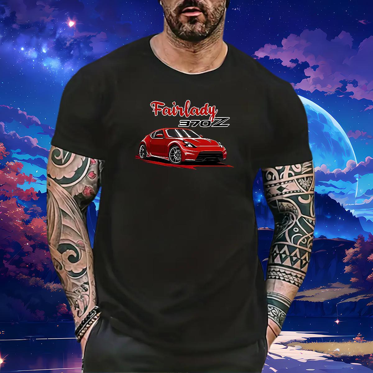 Loose Fit Men Clothes T-Shirt car 230g Pure Cotton Street Casual Short Sleeve Soft Men T Shirts Plus Size Cartoon Classic Tops Shirt