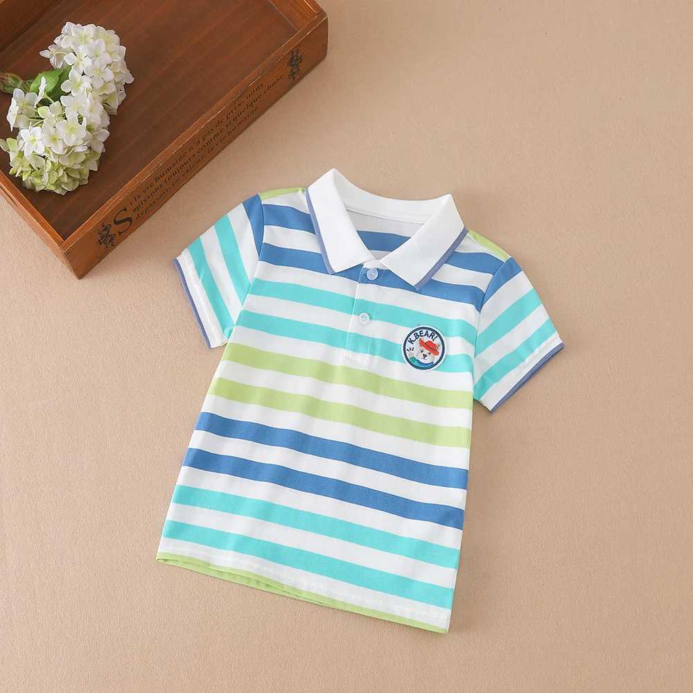 Baby Boys Polo Shirts High-quali Summer Short Sleeved Striped Top Shirt Clothes 2T-6T Kids Turn-down Collar TshirtsXJ241225