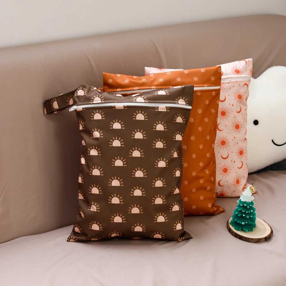 3 pieces of new material 26X36cm recycled PUL baby diaper bag with cute printed large-sized storage bag W240812