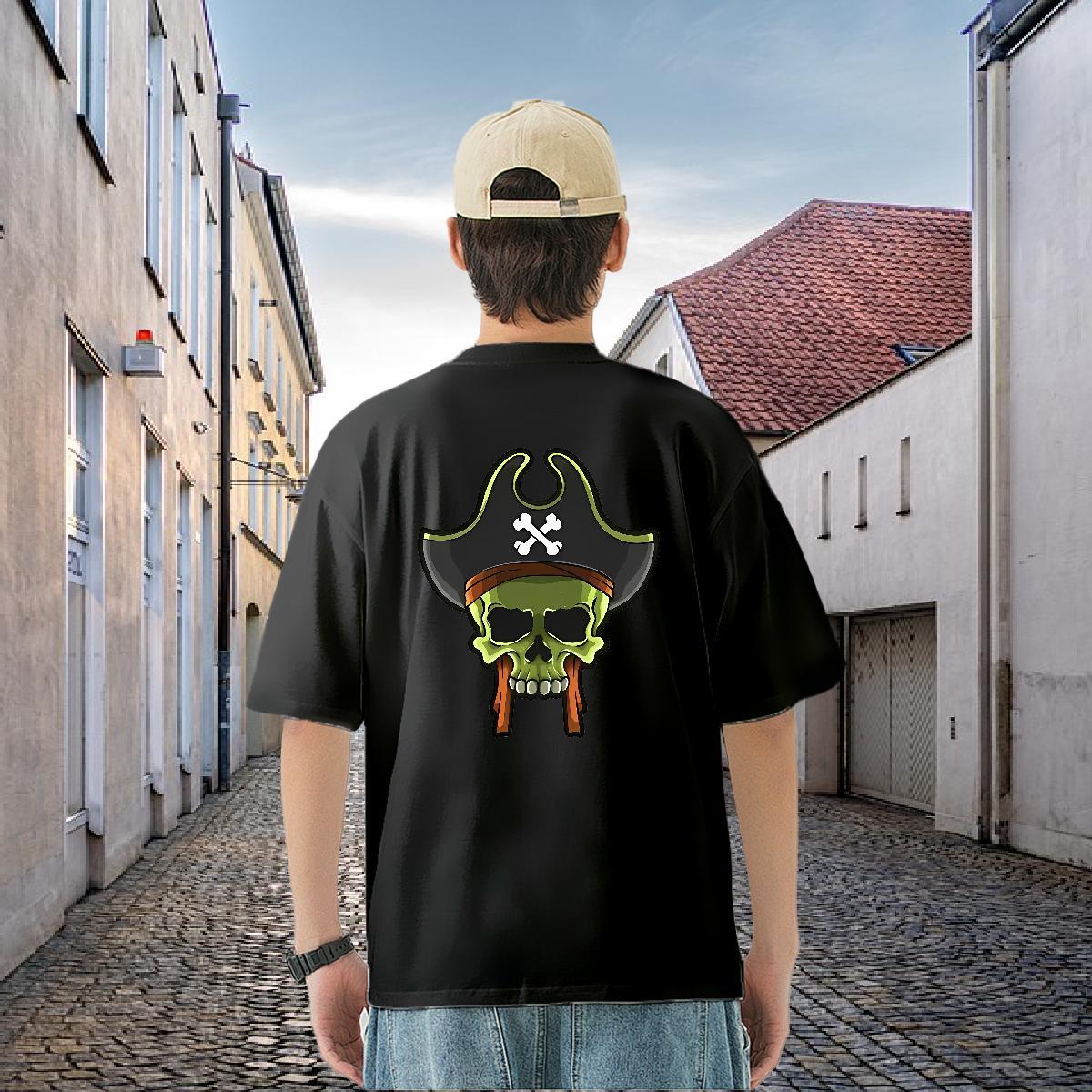 DIY Customized T-Shirts for Men skull Tee Shirt 230g Cotton Street Wear Loose Custom Cartoon Round Neck Short Sleeve Mens Tshirts