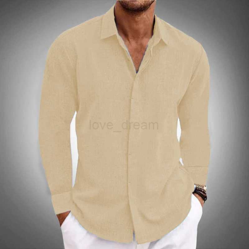 2024 New Mens casual Long sleeve shirt solid color lapel hidden button fashion comfortable high street topXJ240812