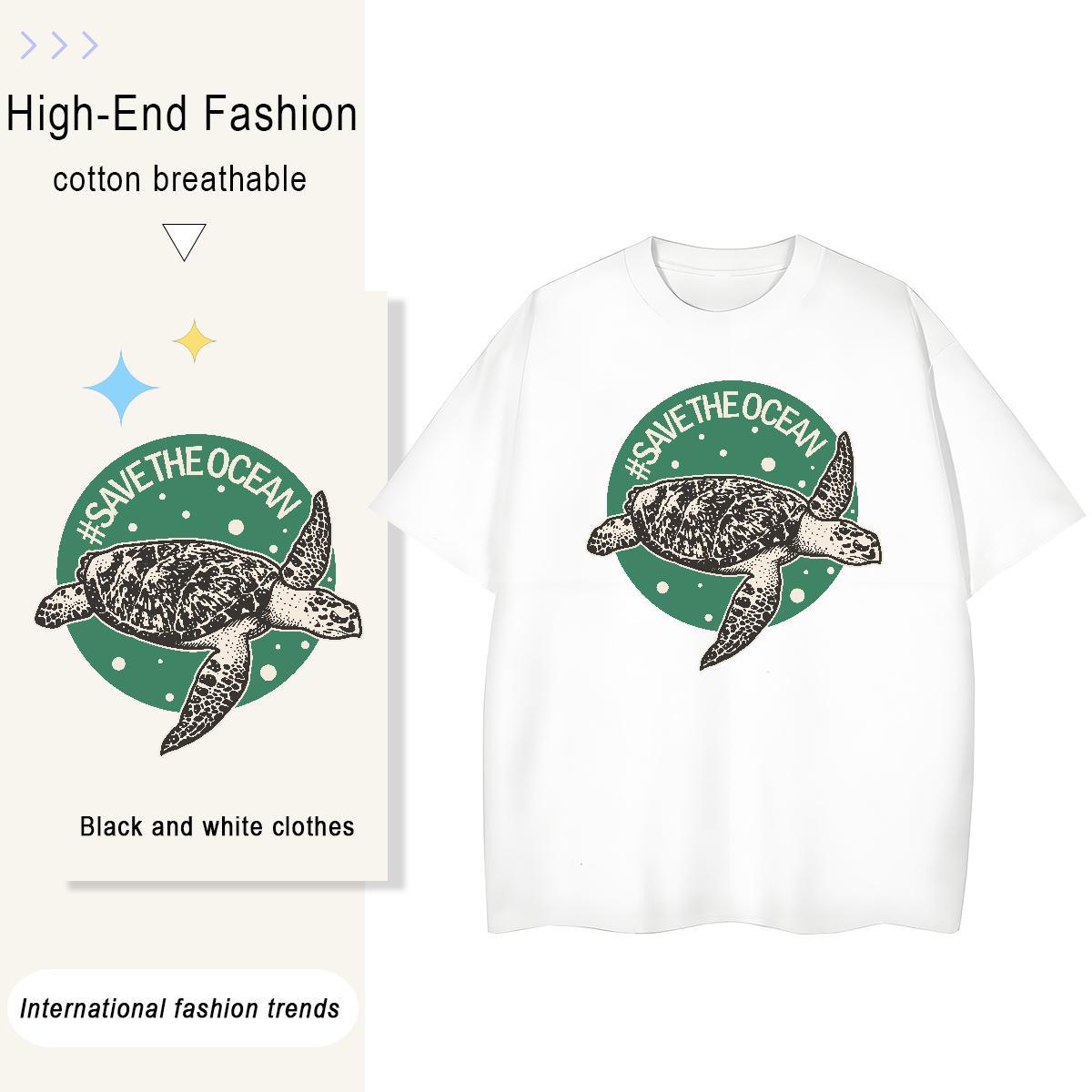Cool Men Tshirts Street 230g 100% Cotton Black Oversized O Neck Short Sleeves tortoise Mens T Shirts Brand Clothes