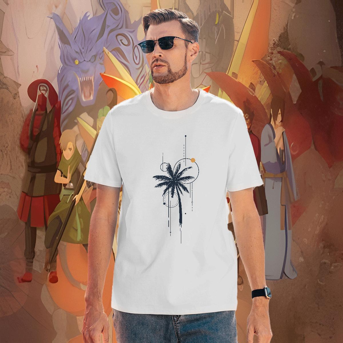 Classic tree T Shirts Men Casual Daily Wear Men Clothes T-Shirt 230g Cotton Fashion Designer Crew Neck Breathable Black White Polos