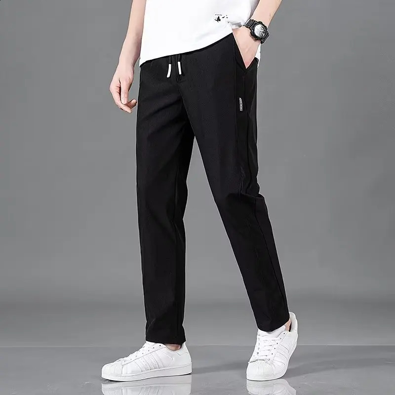 Mens Trousers Casual Solid Breathable Slim Straight Pants Male Joggers Thin Quick Dry Sweatpants Sports Pants Hiking Pants Men 240816