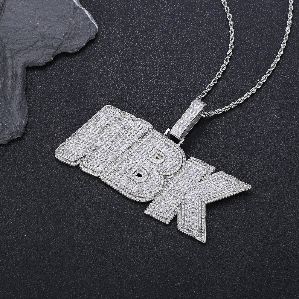 Hip Hop DIY Custom A-Z Letters Pendant Necklace Full Zircon 18k Real Gold Plated Men Jewelrys