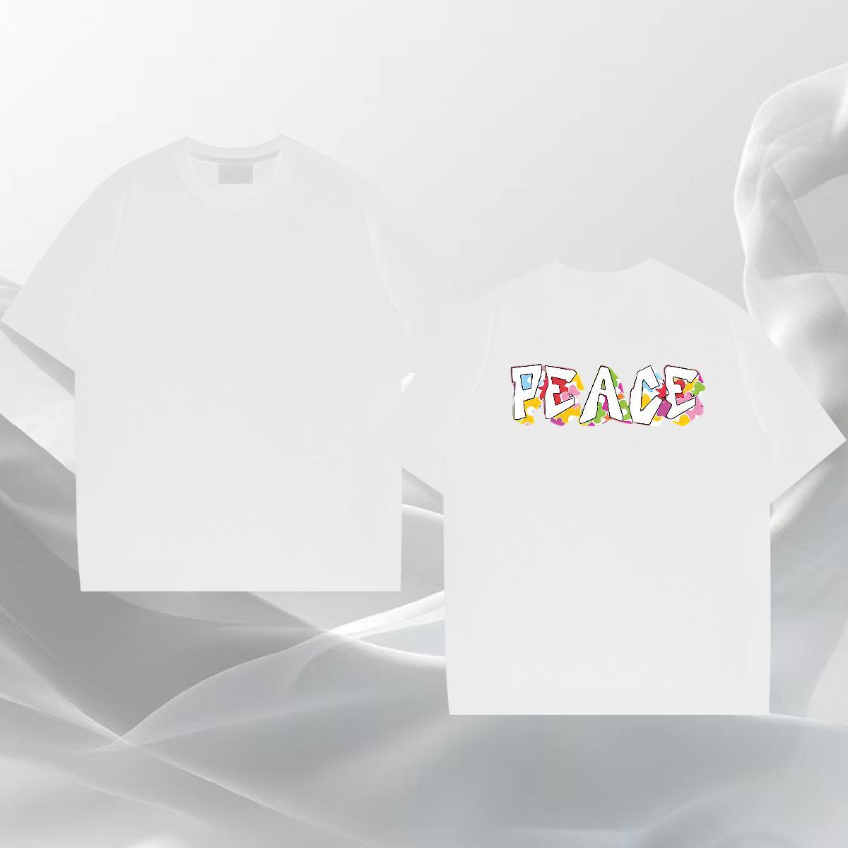 Classic T-Shirts letter Tees Shirts 230g Pure Cotton Casual Daily Wear Loose Floral Print Crew Neck Breathable Tshirts