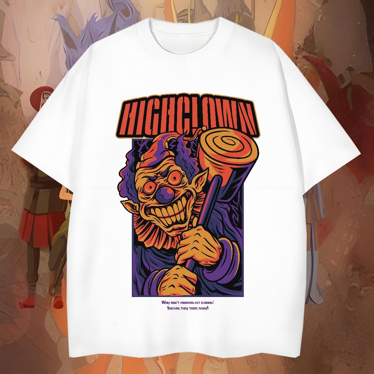 Casual New 230g 100% Cotton Men T Shirts scary High Street Hip Hop Men Tops Tees Polos Short Sleeve O-Neck Wholesale Custom Printing