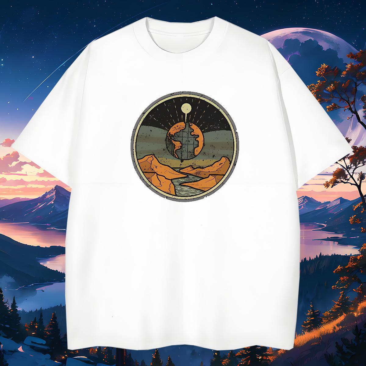 Comfortable Tshirt for Man Woman mountains 230g Pure Cotton High Street Hip Hop Breathable Short Sleeve T shirt Custom Cartoon Factory Direct Clothing