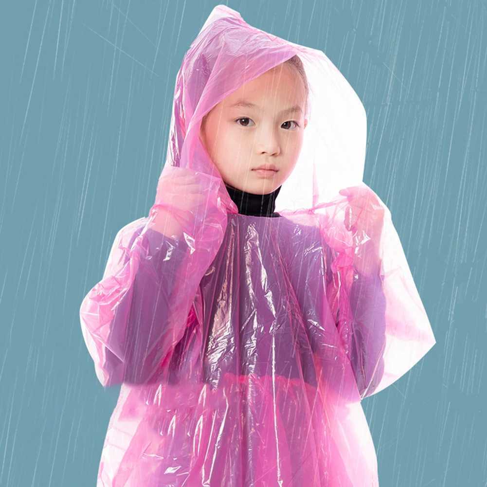 3Pcs Kids Travel Raincoat Waterproof Disposable Emergency Raincoats Plastic Rain Poncho for Outdoor Camping/Recreation/Hiking Y240810