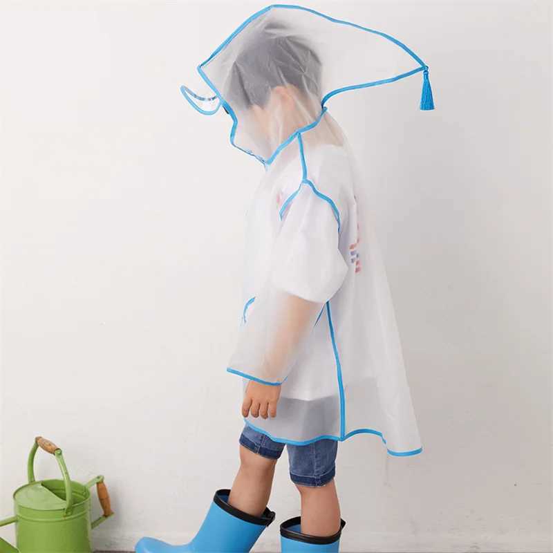 Kids Children Raincoat Waterproof Rain Poncho Clear Transparent Kindergarten School Student Rainsuit Protective Poncho Covers Y240813