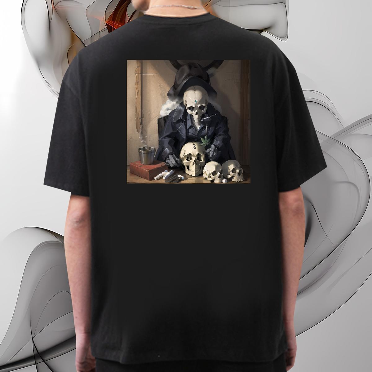 2024 New Men T Shirts skull Clothings 230g Cotton Sport Cool Design Custom Print Oversized Breathable Crew Neck Mens Tshirts