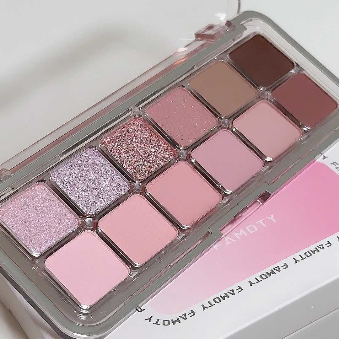 12 Colors Eyeshadow Palette Cement Grey Brown Milk Tea Color Matte Glitter Pink Sequins Eyeshadow Pigments Eyes Makeup CosmeticsCL240812