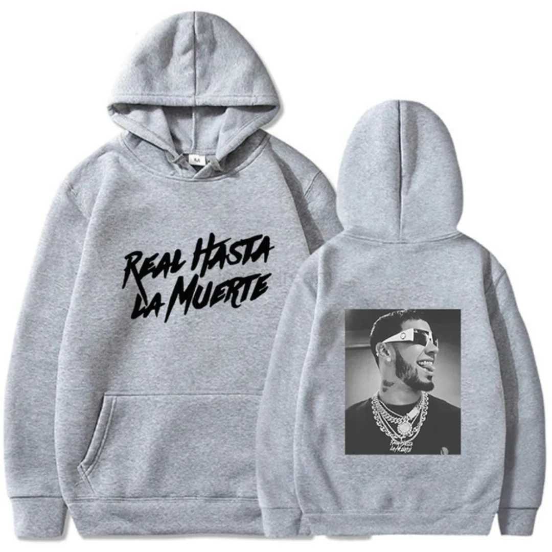 Spring and Autumn Rapper Hoodie Anuel AA Real Hasta La Muerte Printed Sweatshirt Streetwear Loose Pullover Casual Hoodie2XJ240812
