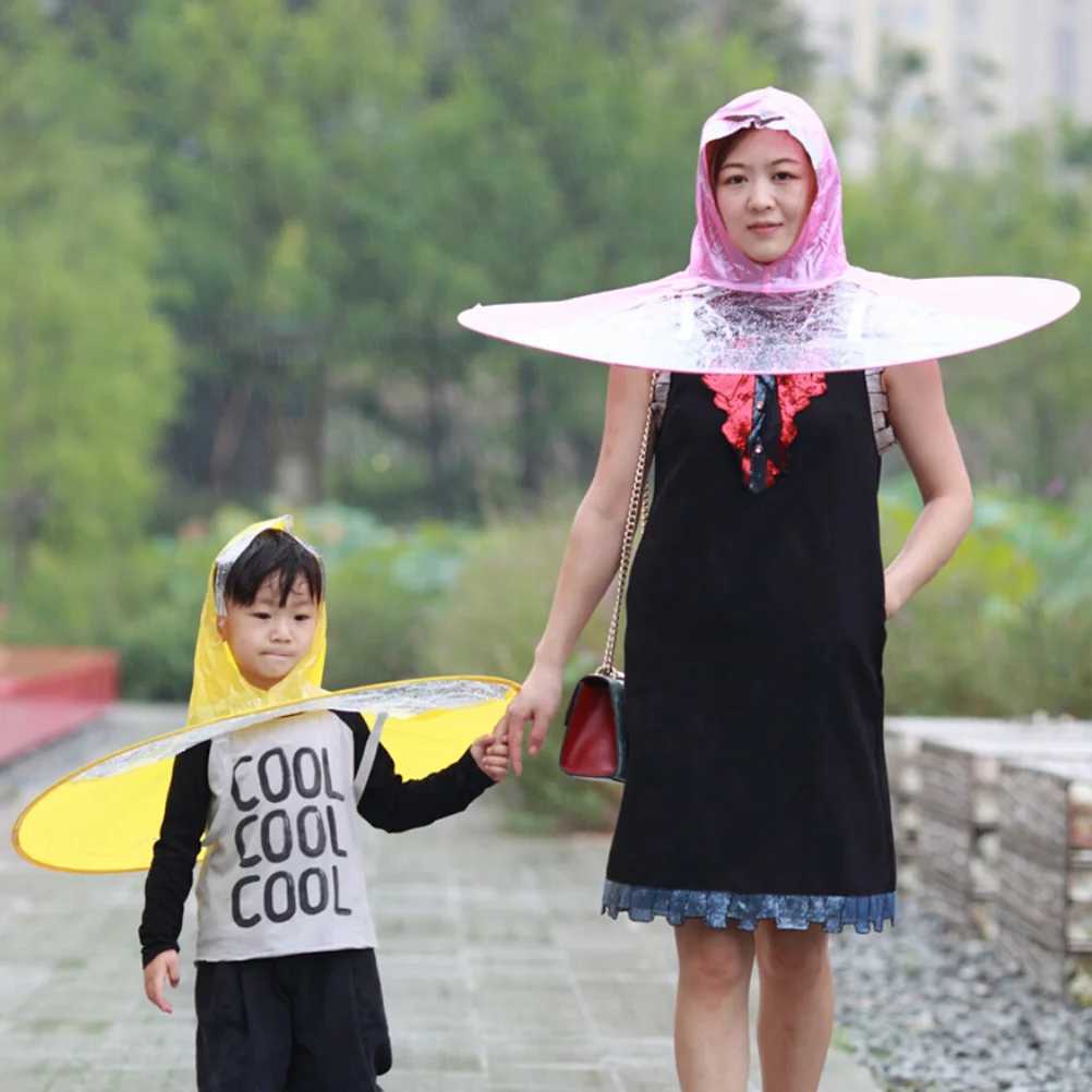 Creative Umbrella Cloak Shaped Children Adult Raincoat Transparent Collapsible Rain Gear for Students Children Man Y240810