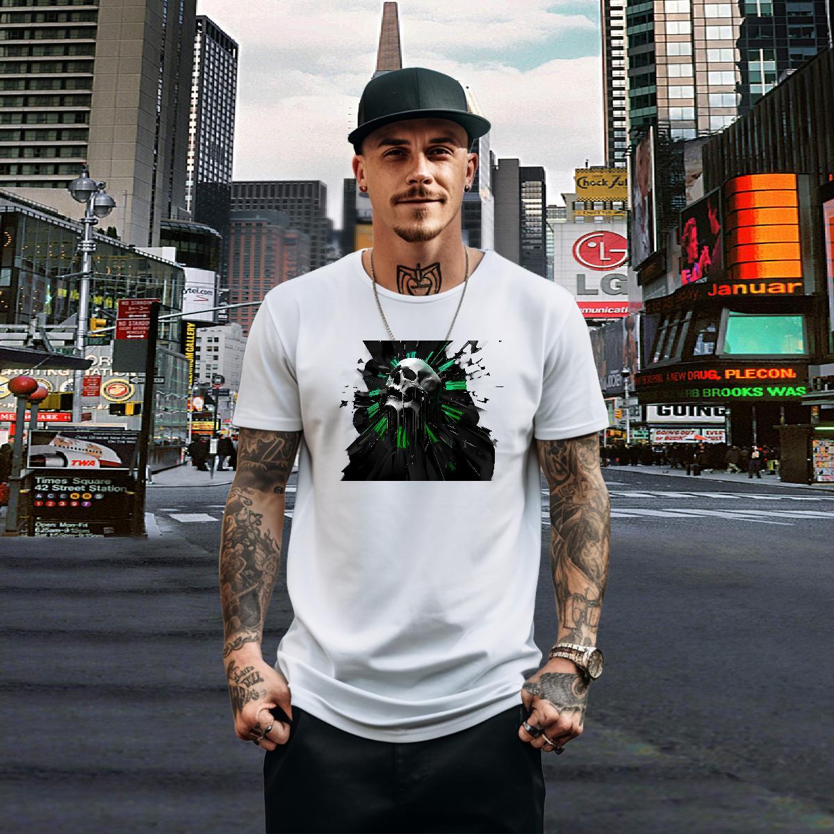2024 Summer Men T Shirts skull Tees 230g 100% Cotton Hip Hop Street Cool Design DIY Printed Crew Neck Breathable Men Clothes T-Shirt
