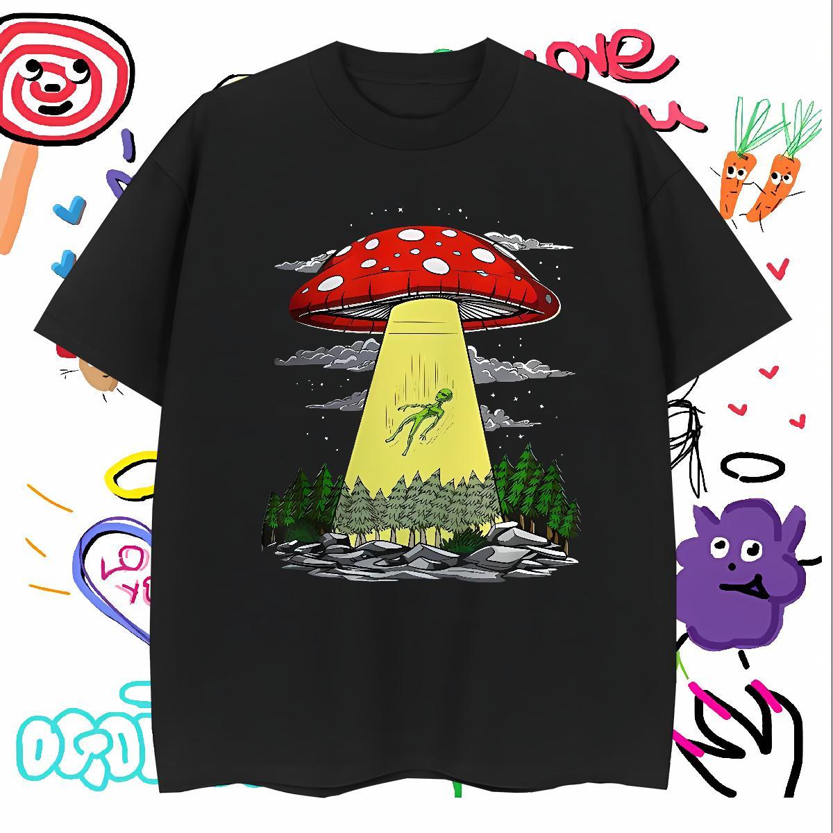 T-Shirts 100% Cotton 230g mushroom Summer Casual Breathable Soft Plus Size Custom Tshirts Brand Loose Fit Wear