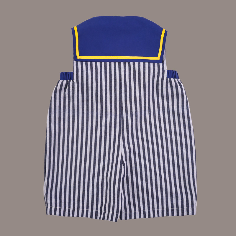 Children's summer new navy wind boys and girls back pants fisherman pants casual one-piece external wear one-piece 5 pants