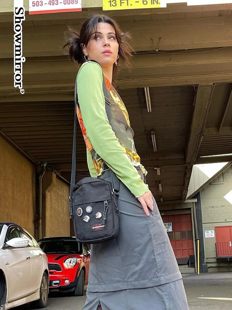 Fairycore Grunge Mesh Y2K T-shirt Womens Retro Green Retro Printed Cut Top Y2K Comparison Summer T-shirt240812