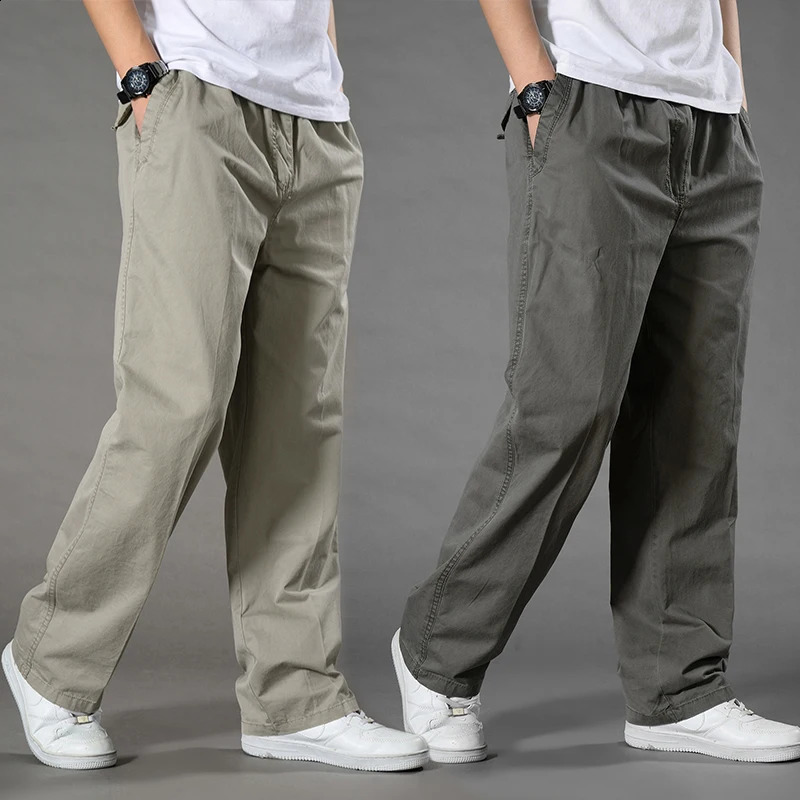 Mens Overalls Cotton Cargo Pants Casual Sports Sweatpants Stretch Waist Work Utility Dungarees Black Gym Jogger Trousers 240812