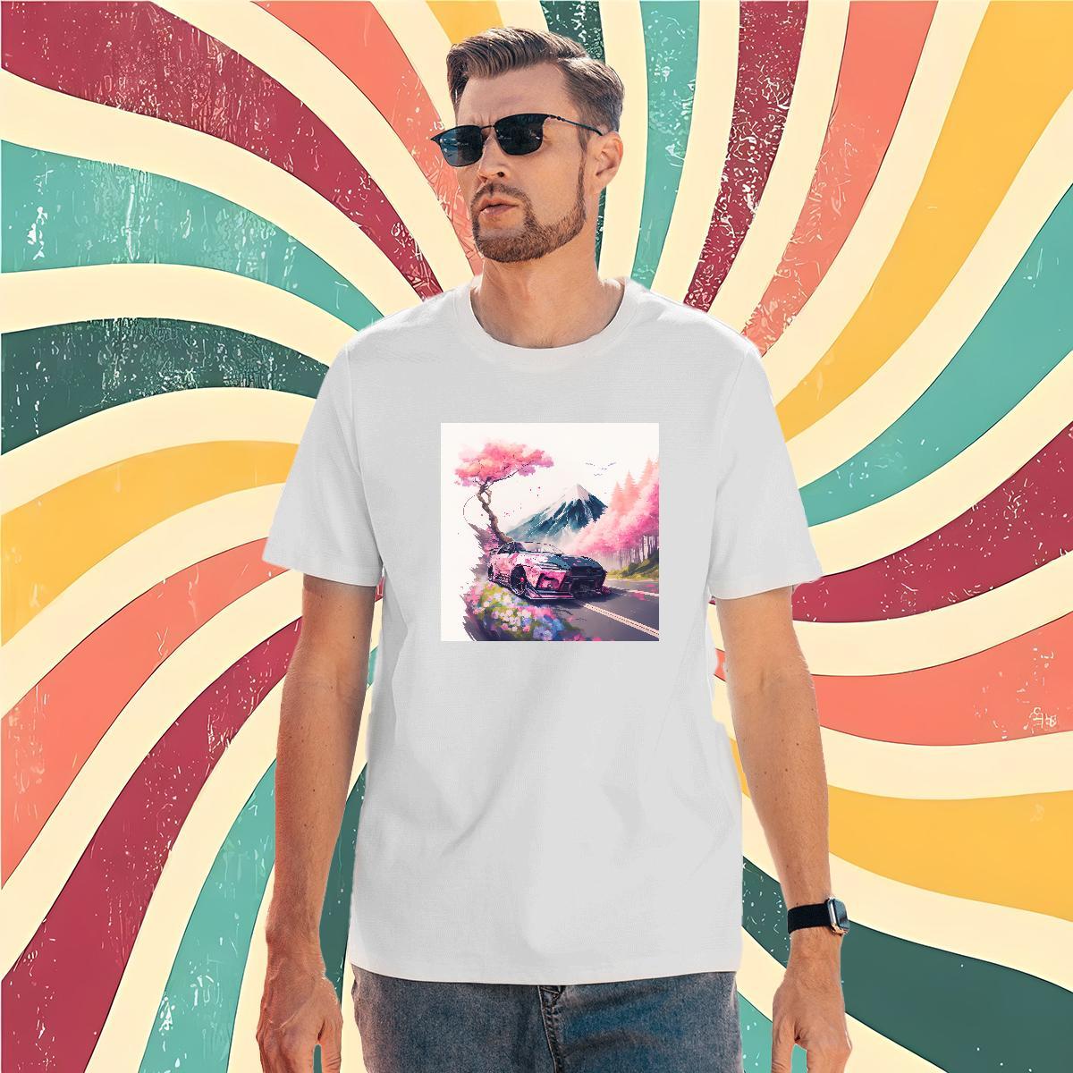 Comfortable Men Clothes T-Shirt car 230g Pure Cotton Street Breathable Short Sleeve Man T Shirts Skull DIY Top Tees